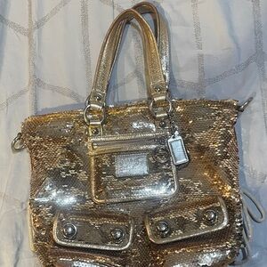 Coach Gold Sequin Tote Bag